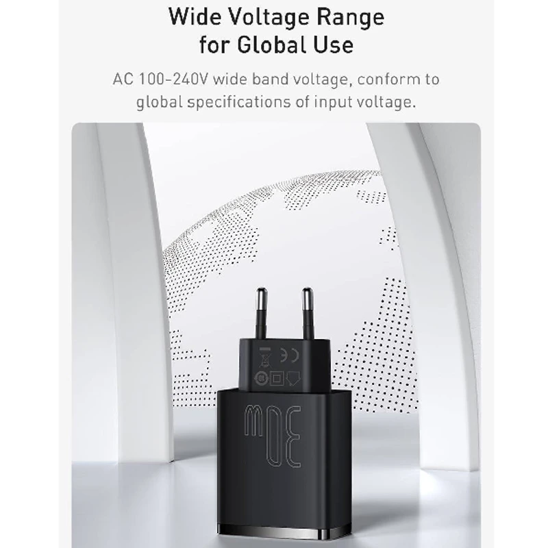 شارژر دیواری 30 وات باسئوس Compact CCXJ-E0 QC3.0 PD 3A