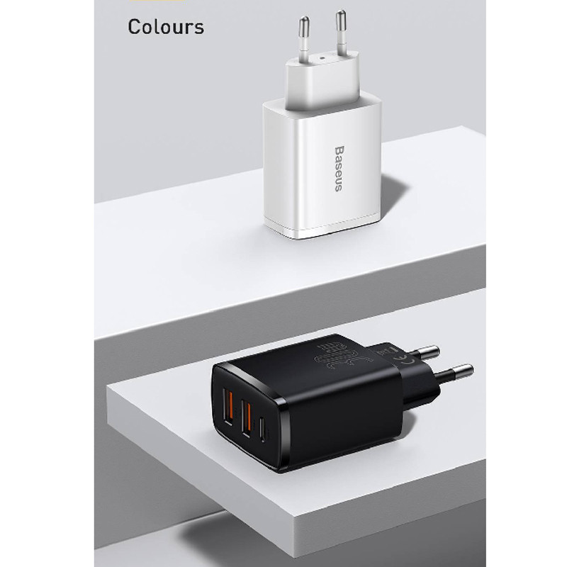 کلگی فست شارژ Baseus Compact CCXJ-E0 3Port 3A QC3.0 PD 30W