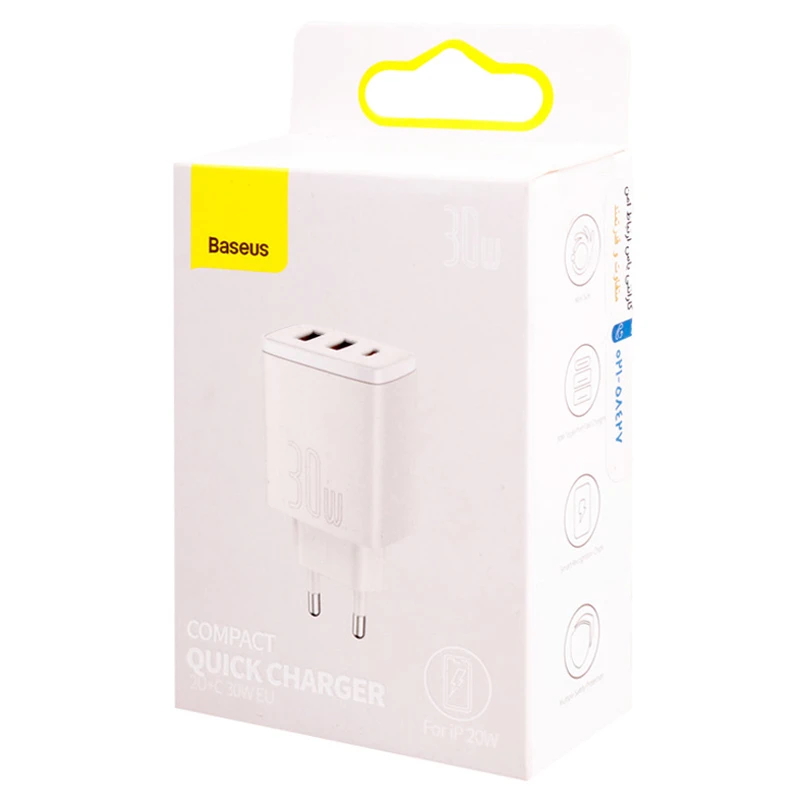 شارژر دیواری 30 وات باسئوس Compact CCXJ-E0 QC3.0 PD 3A