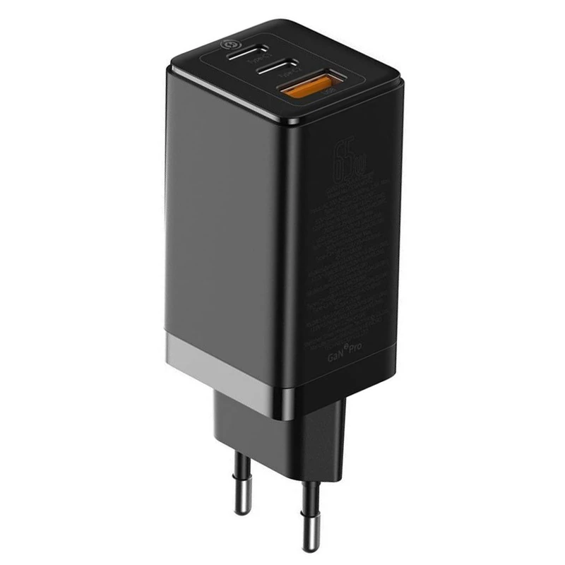 شارژر دیواری 65 وات باسئوس Gan2 Pro CCGAN2P-B0 QC4.0 PD3.0 3A + کابل تبدیل تایپ سی