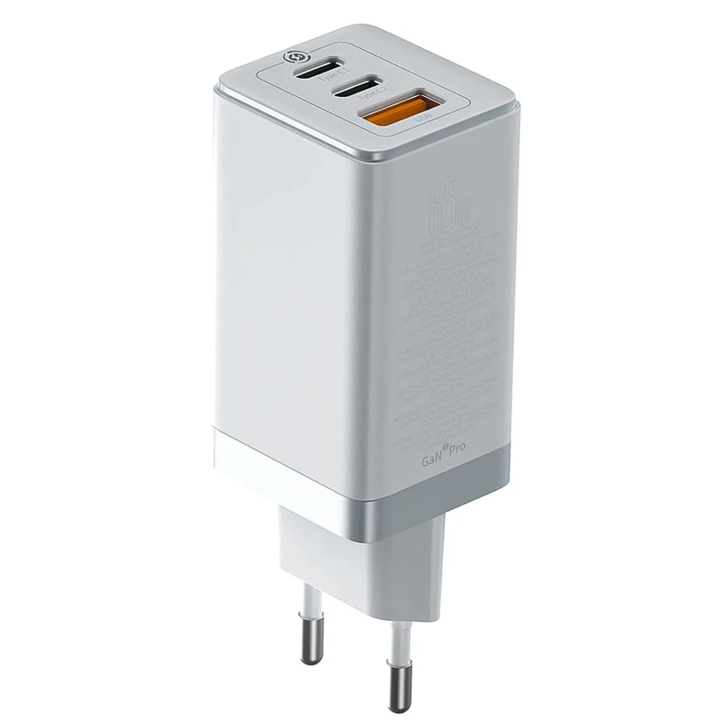 شارژر دیواری 65 وات باسئوس Gan2 Pro CCGAN2P-B0 QC4.0 PD3.0 3A + کابل تبدیل تایپ سی