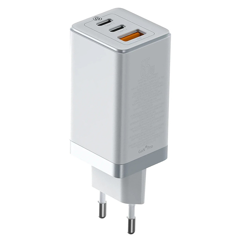 کلگی فست شارژ Baseus Gan2 Pro CCGAN2P-B0 3Port 3A QC4.0 PD3.0 65W + کابل تبدیل تایپ سی
