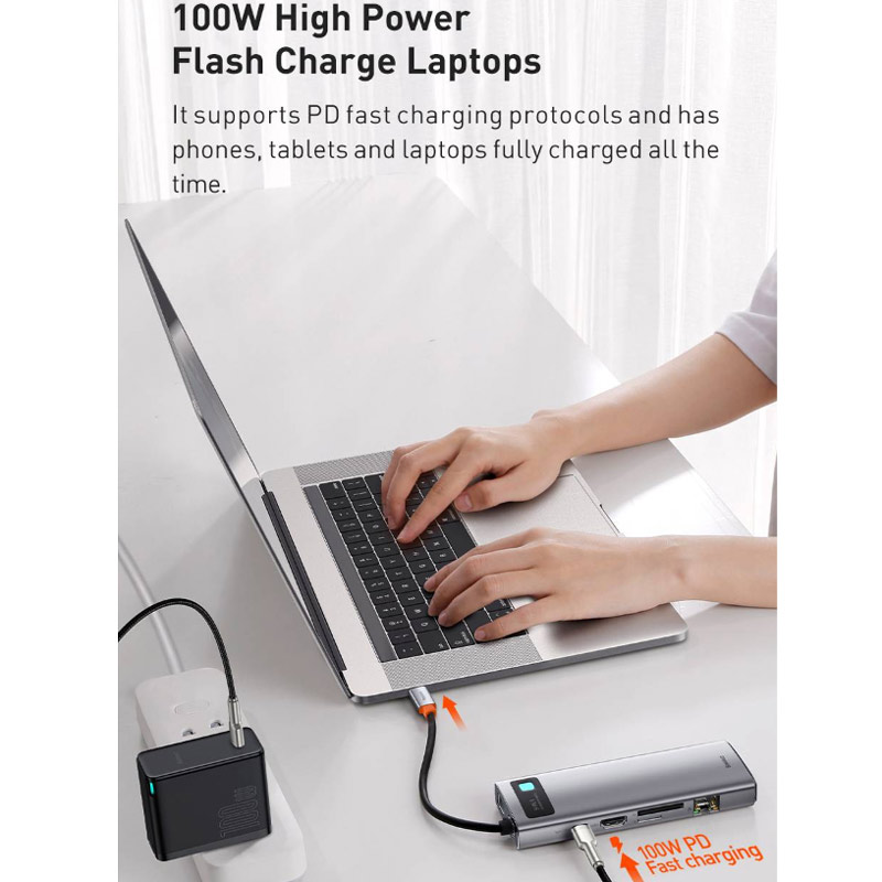 هاب 9 پورت Type-C باسئوس Metal Gleam Series CAHUB-CU0G