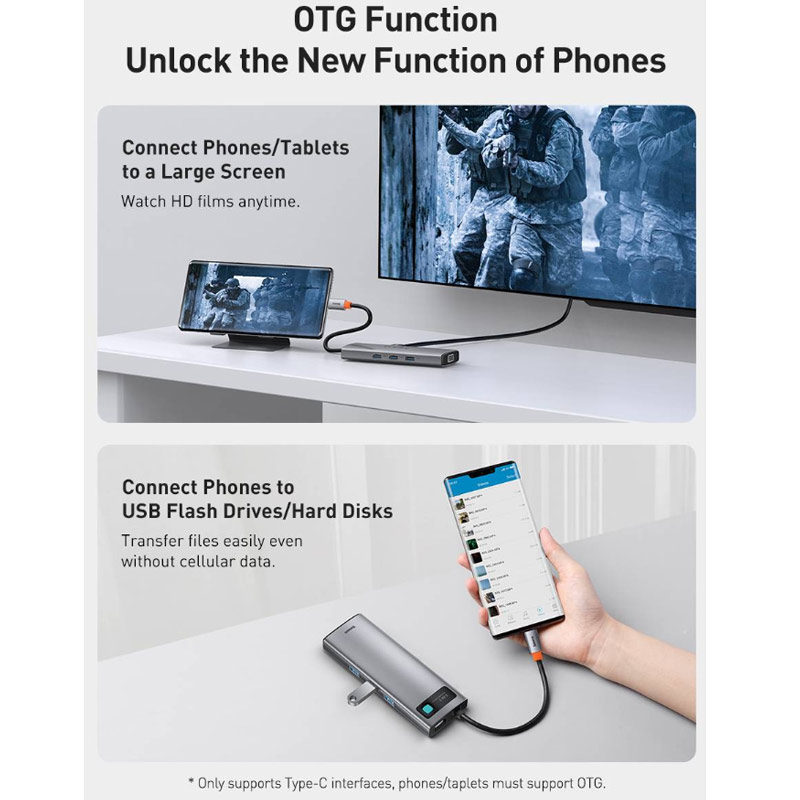 هاب 9 پورت Type-C باسئوس Metal Gleam Series CAHUB-CU0G