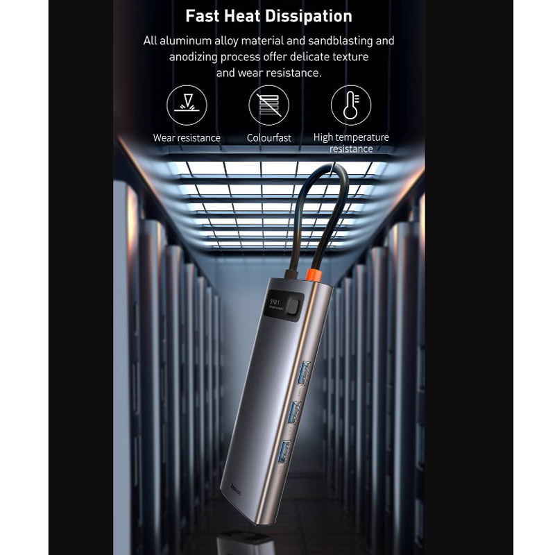 هاب 9 پورت Type-C باسئوس Metal Gleam Series CAHUB-CU0G