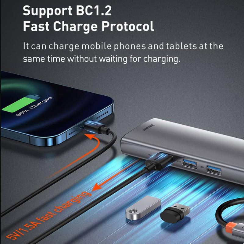 هاب 9 پورت Type-C باسئوس Metal Gleam Series CAHUB-CU0G