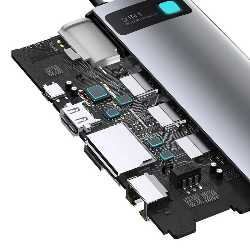 هاب 9 پورت Type-C باسئوس Metal Gleam Series CAHUB-CU0G