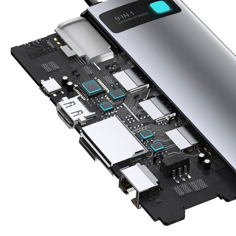 هاب 9 پورت Type-C باسئوس Metal Gleam Series CAHUB-CU0G