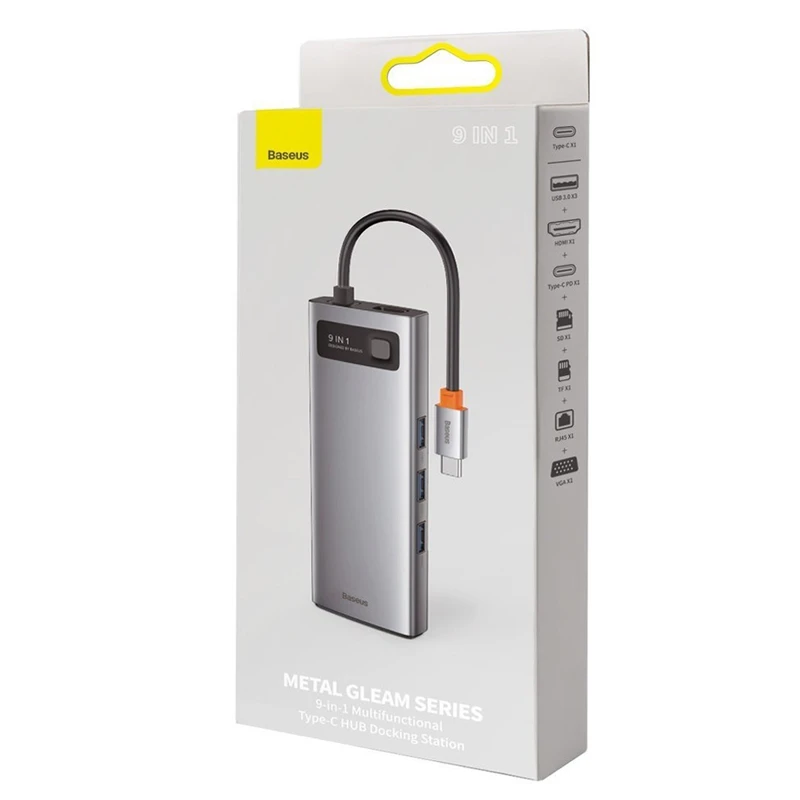 هاب 9 پورت Type-C باسئوس Metal Gleam Series CAHUB-CU0G