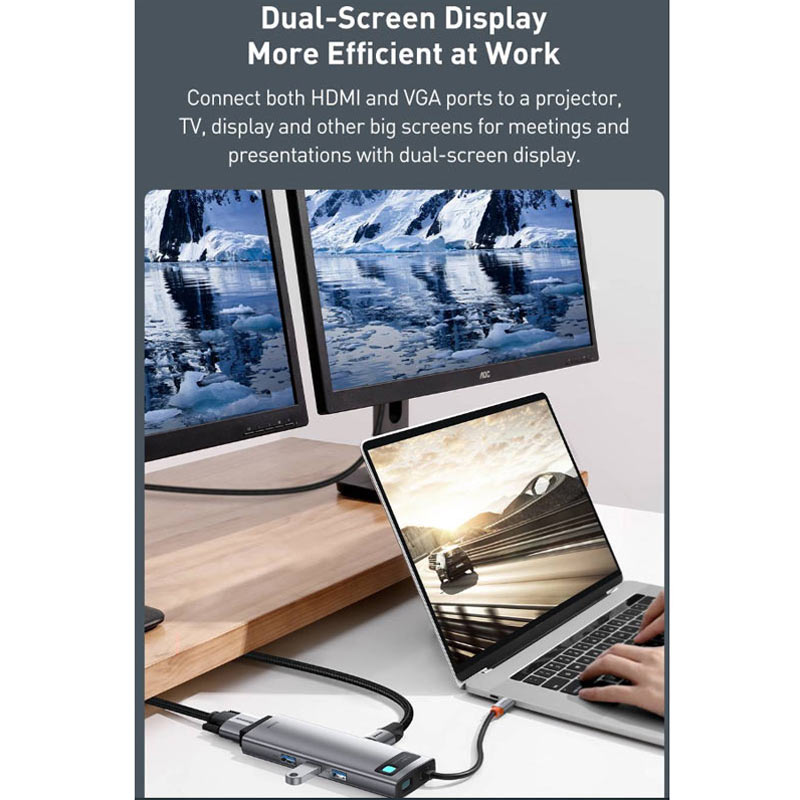 هاب 9 پورت Type-C باسئوس Metal Gleam Series CAHUB-CU0G