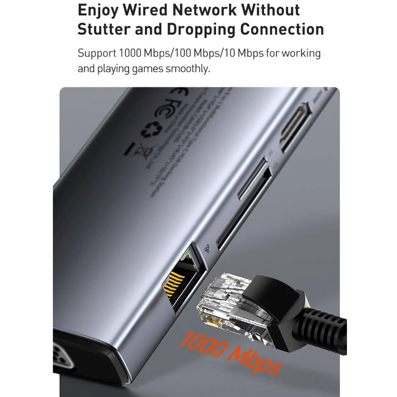 هاب 9 پورت Type-C باسئوس Metal Gleam Series CAHUB-CU0G