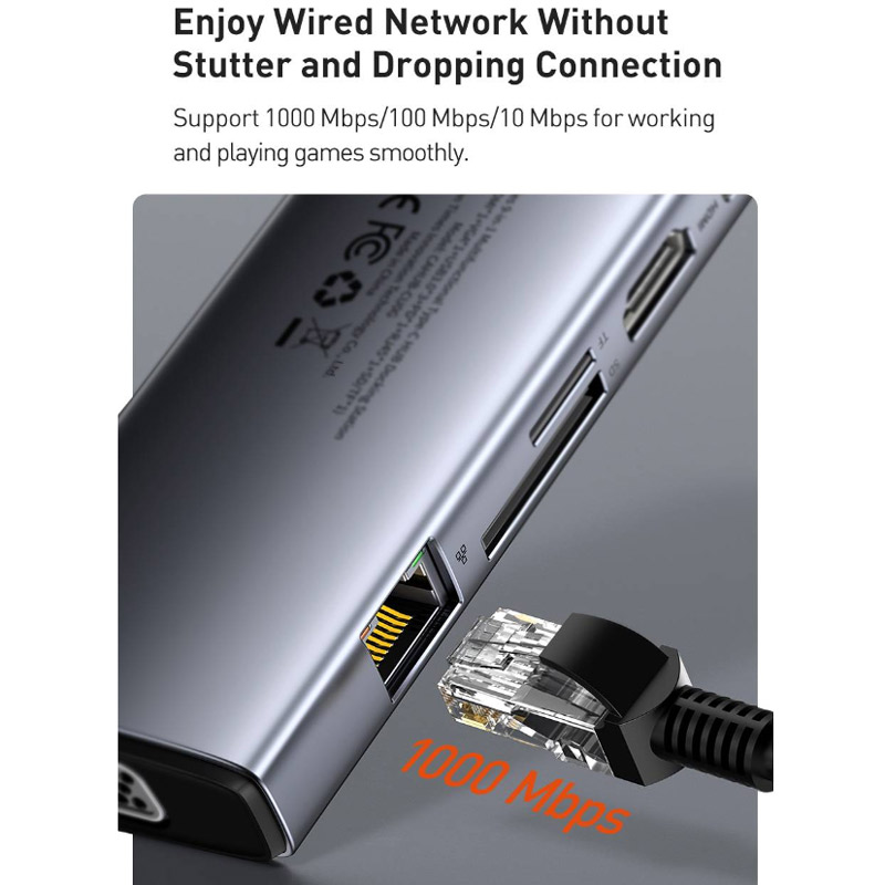 هاب 9 پورت Type-C باسئوس Metal Gleam Series CAHUB-CU0G