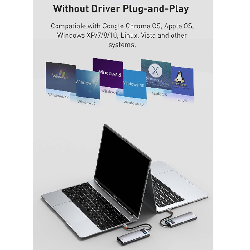 هاب 8 پورت Type-C باسئوس Metal Gleam Series CAHUB-CV0G