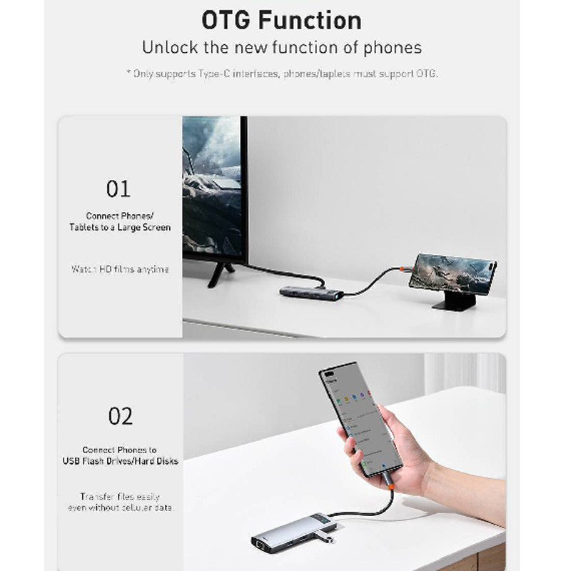 هاب 8 پورت Type-C باسئوس Metal Gleam Series CAHUB-CV0G