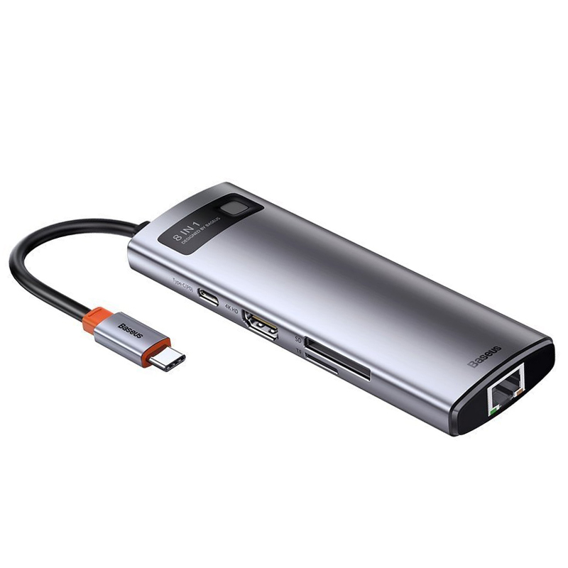 هاب و رم ریدر Baseus Metal Gleam Series CAHUB-CV0G USB 3.0/HDMI/RJ45/Type-C PD To Type-C