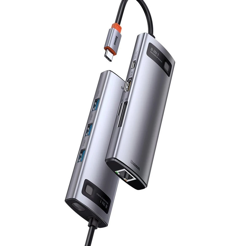 هاب 8 پورت Type-C باسئوس Metal Gleam Series CAHUB-CV0G