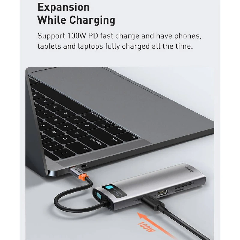 هاب 8 پورت Type-C باسئوس Metal Gleam Series CAHUB-CV0G