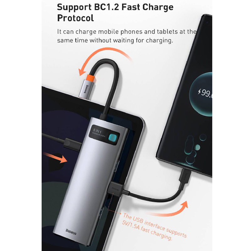 هاب 8 پورت Type-C باسئوس Metal Gleam Series CAHUB-CV0G