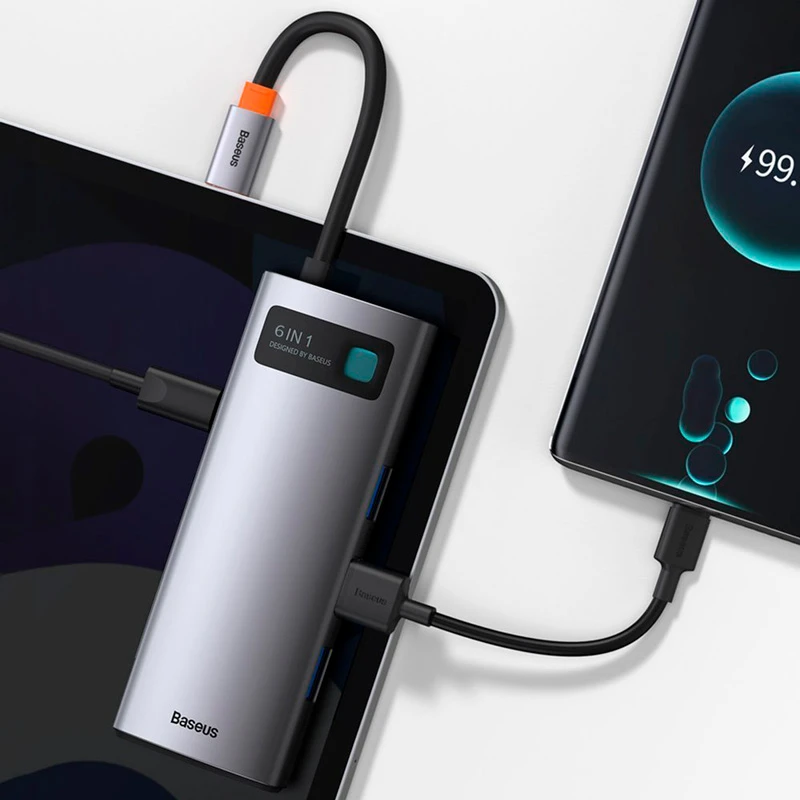 هاب 6 پورت Type-C باسئوس Metal Gleam Series CAHUB-CW0G