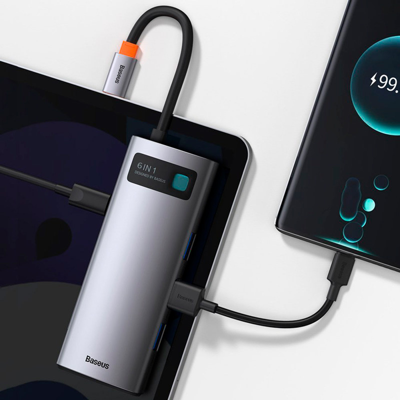 هاب 6 پورت Type-C باسئوس Metal Gleam Series CAHUB-CW0G