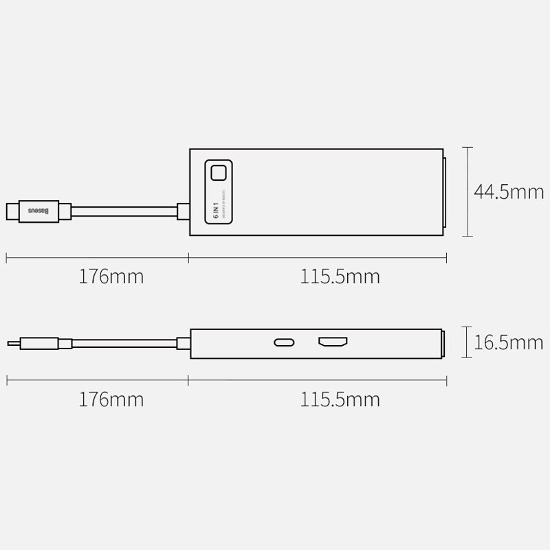 هاب 6 پورت Type-C باسئوس Metal Gleam Series CAHUB-CW0G