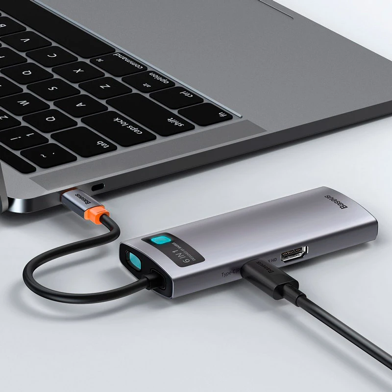 هاب 6 پورت Type-C باسئوس Metal Gleam Series CAHUB-CW0G