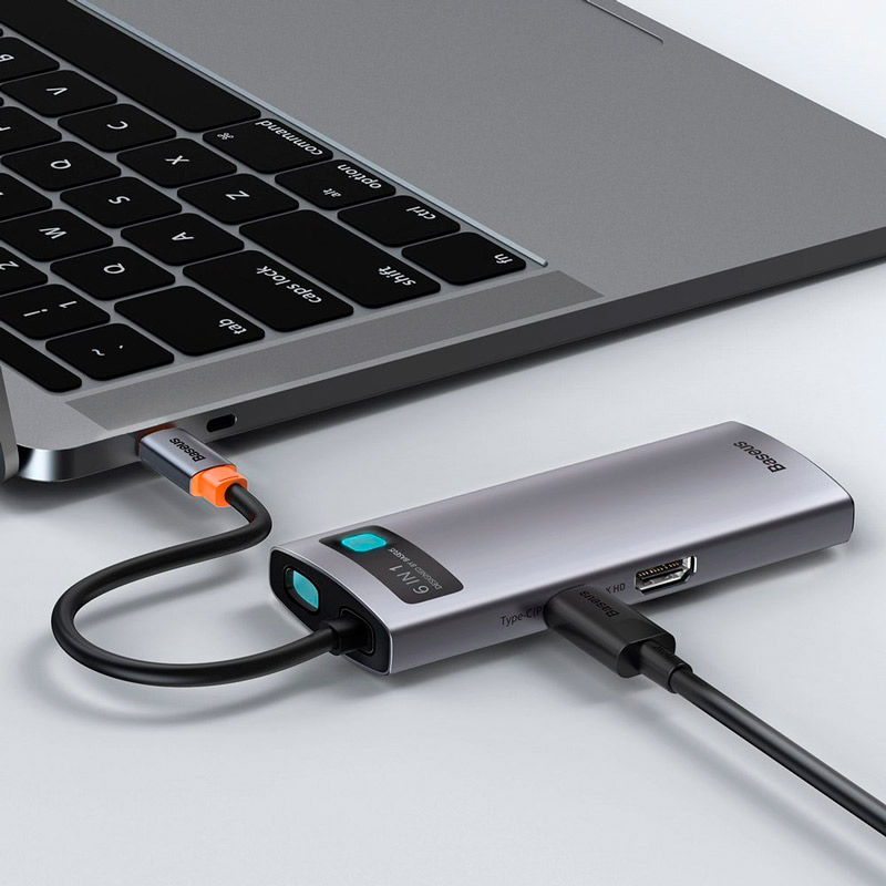 هاب 6 پورت Type-C باسئوس Metal Gleam Series CAHUB-CW0G