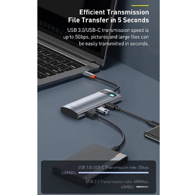 هاب 7 پورت Type-C باسئوس Metal Gleam Series WKWG020113
