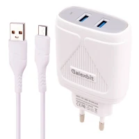 شارژر دیواری فست شارژ Galexbit GCH27 2Port 3.1A 15.5W + کابل میکرو یو اس بی