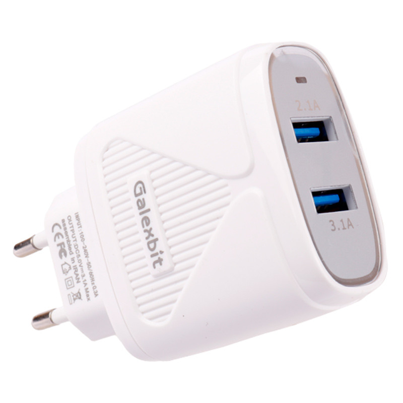 شارژر دیواری فست شارژ Galexbit GCH27 2Port 3.1A 15.5W + کابل میکرو یو اس بی