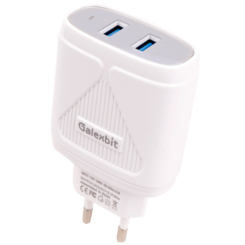 شارژر دیواری فست شارژ Galexbit GCH27 2Port 3.1A 15.5W + کابل میکرو یو اس بی
