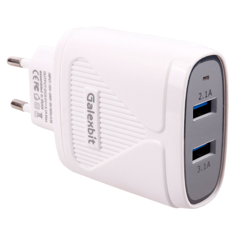شارژر دیواری فست شارژ Galexbit GCH27 2Port 3.1A 15.5W + کابل میکرو یو اس بی
