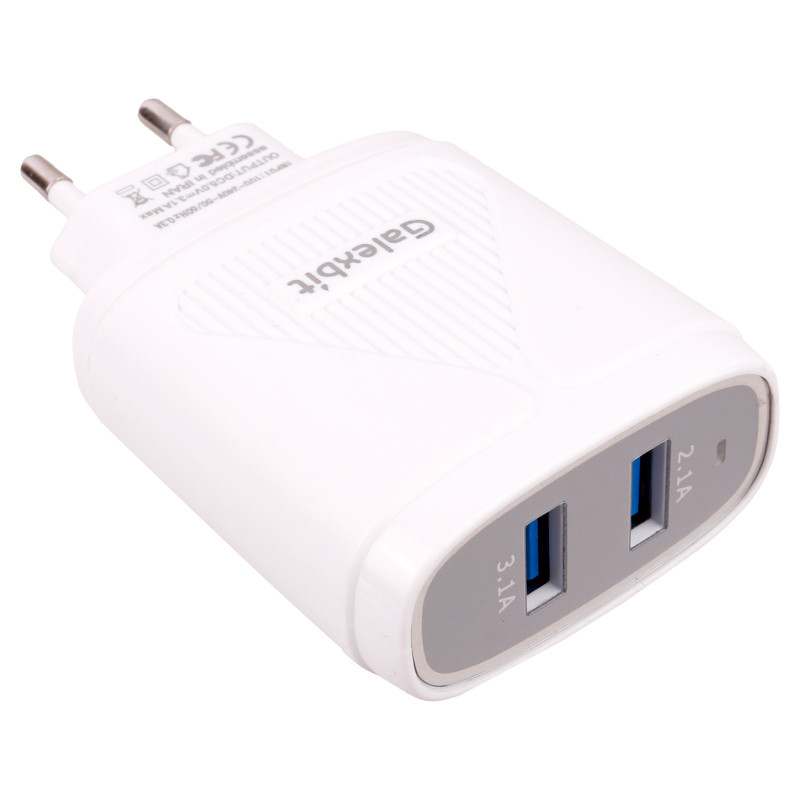 شارژر دیواری فست شارژ Galexbit GCH27 2Port 3.1A 15.5W + کابل میکرو یو اس بی