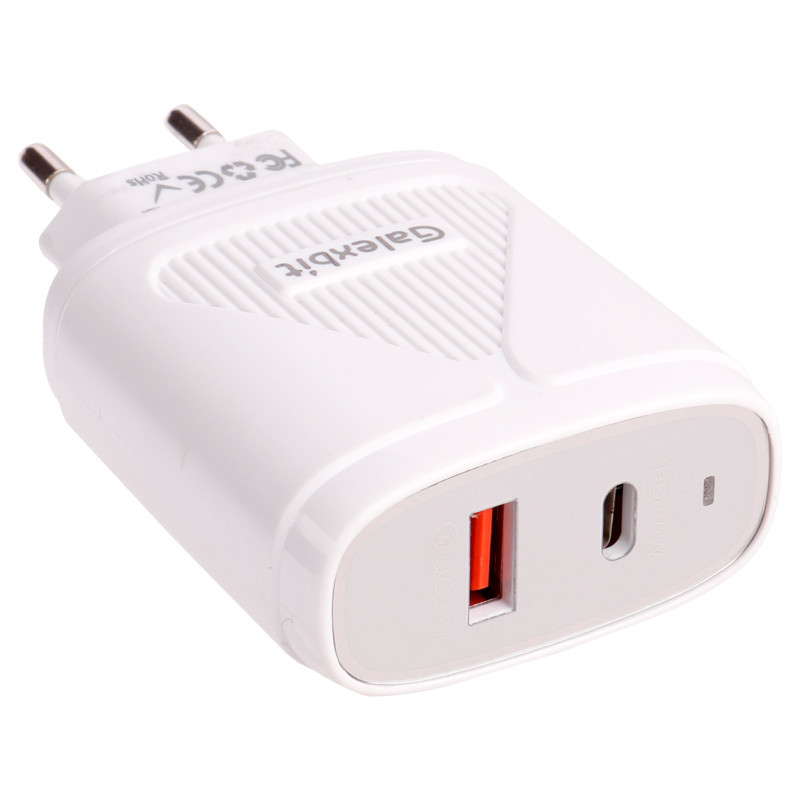 شارژر دیواری فست شارژ Galexbit GCH28 2Port 5.8A PD 20W + کابل میکرو یو اس بی