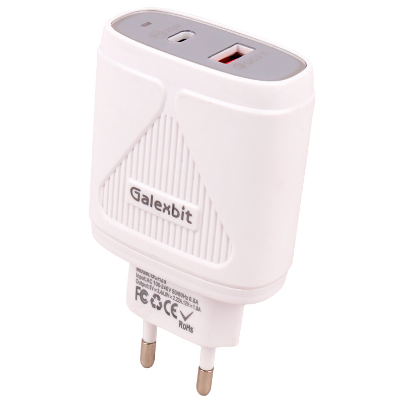 شارژر دیواری فست شارژ Galexbit GCH28 2Port 5.8A PD 20W + کابل میکرو یو اس بی