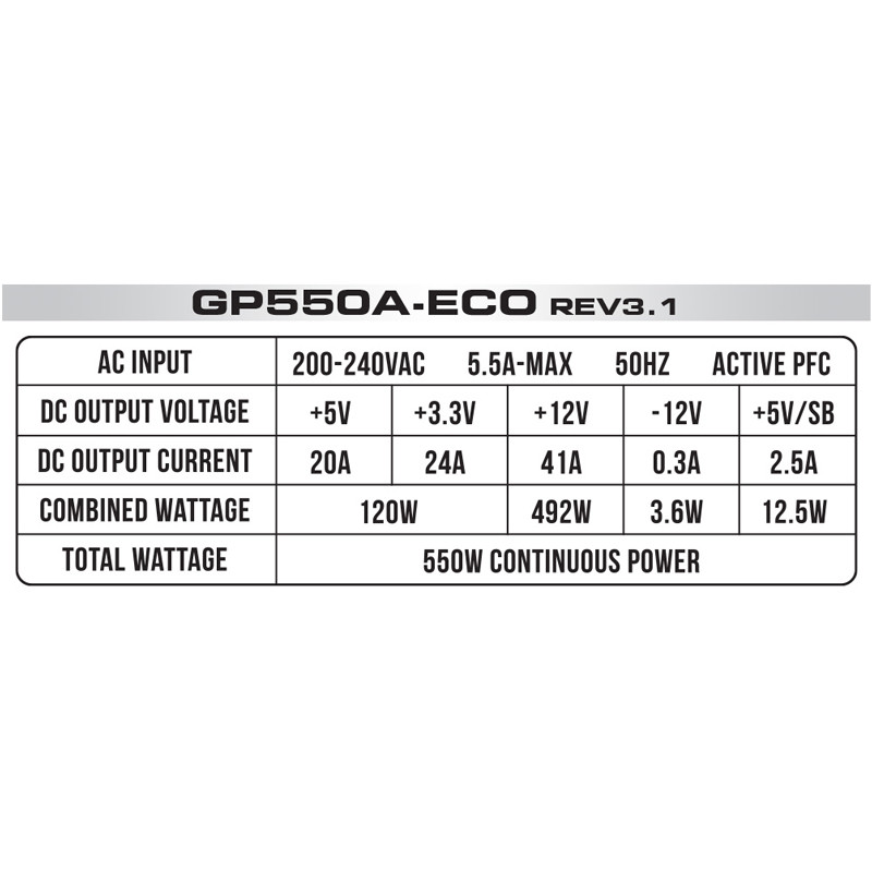 پاور 550 وات گرین Green GP550A-ECO Rev3.1 White