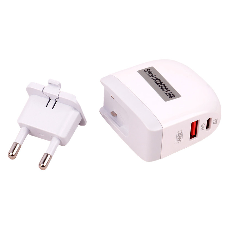 شارژر دیواری فست شارژ Hiska H-115PD 2Port QC3.0 PD 4.5A 30W Type-C + کابل تبدیل تایپ سی