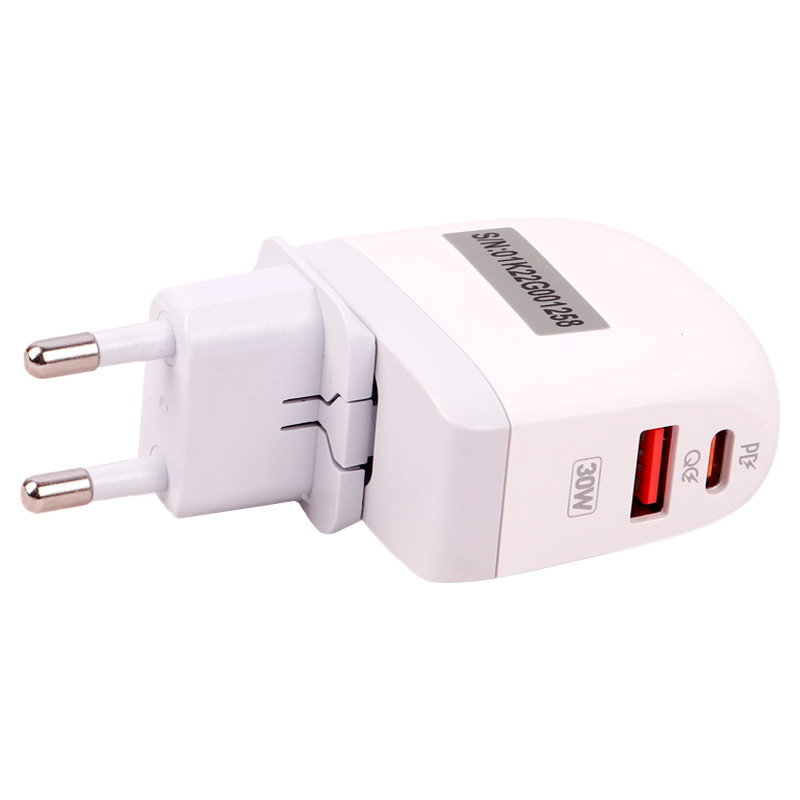 شارژر دیواری فست شارژ Hiska H-115PD 2Port QC3.0 PD 4.5A 30W Type-C + کابل تبدیل تایپ سی