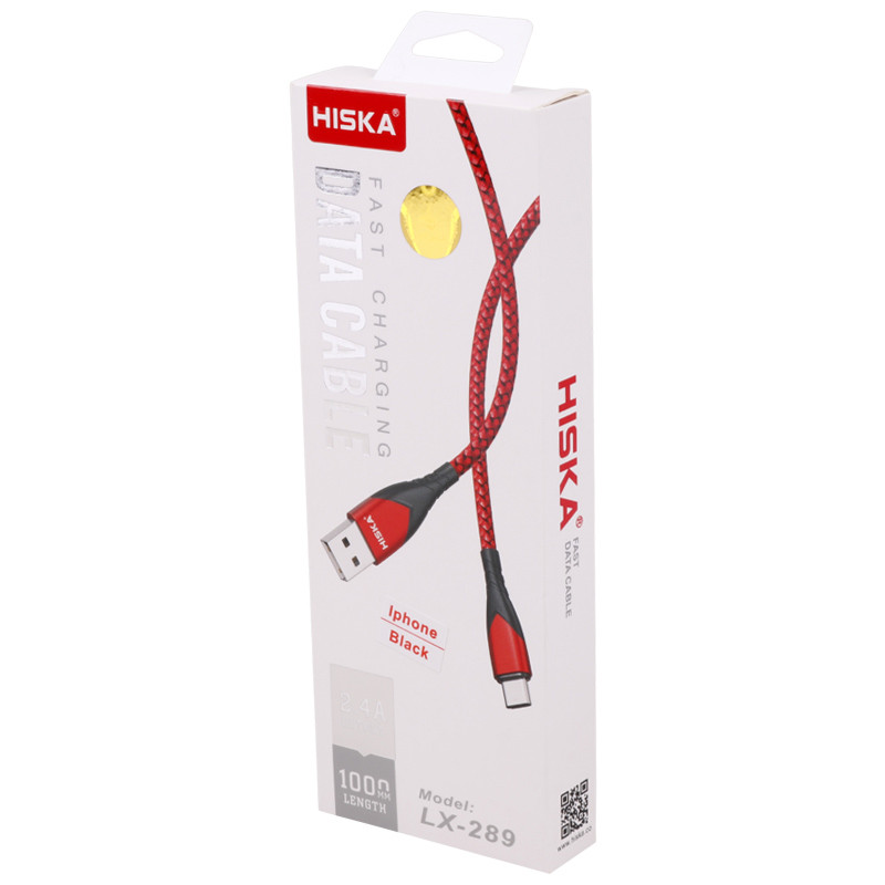 کابل آیفونی فست شارژ Hiska LX-289 2.4A 1m