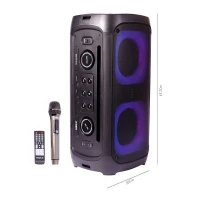 اسپیکر چمدانی بلوتوثی رم و فلش خور Hiska Party Box 1008 + میکروفون و ریموت کنترل