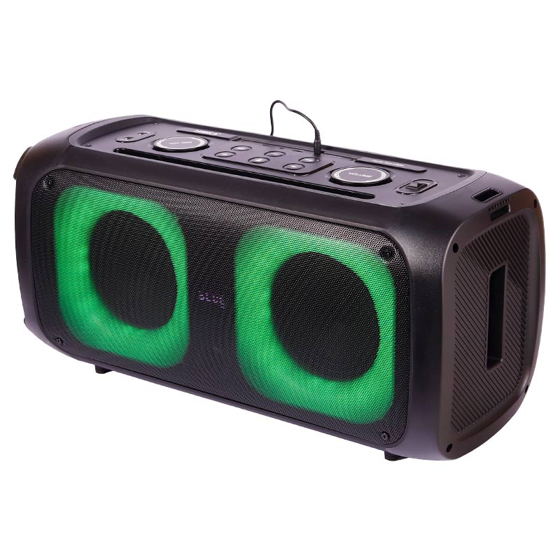 اسپیکر چمدانی بلوتوثی رم و فلش خور Hiska Party Box 1008 + میکروفون و ریموت کنترل