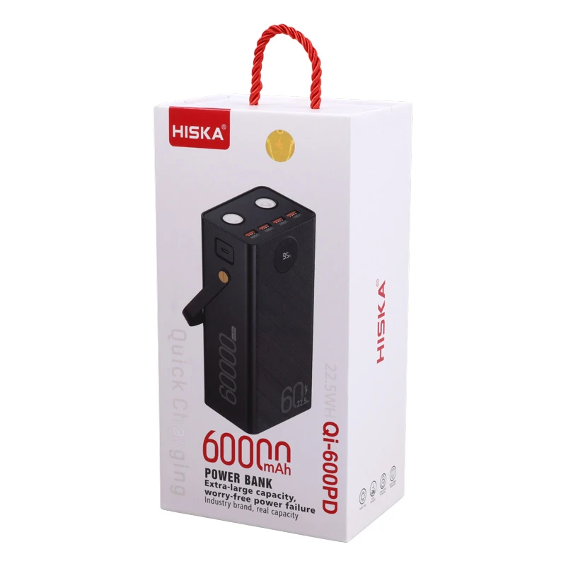 پاور بانک فست شارژ ۶۰۰۰۰ هیسکا Hiska QI-600PD QC PD 22.5W