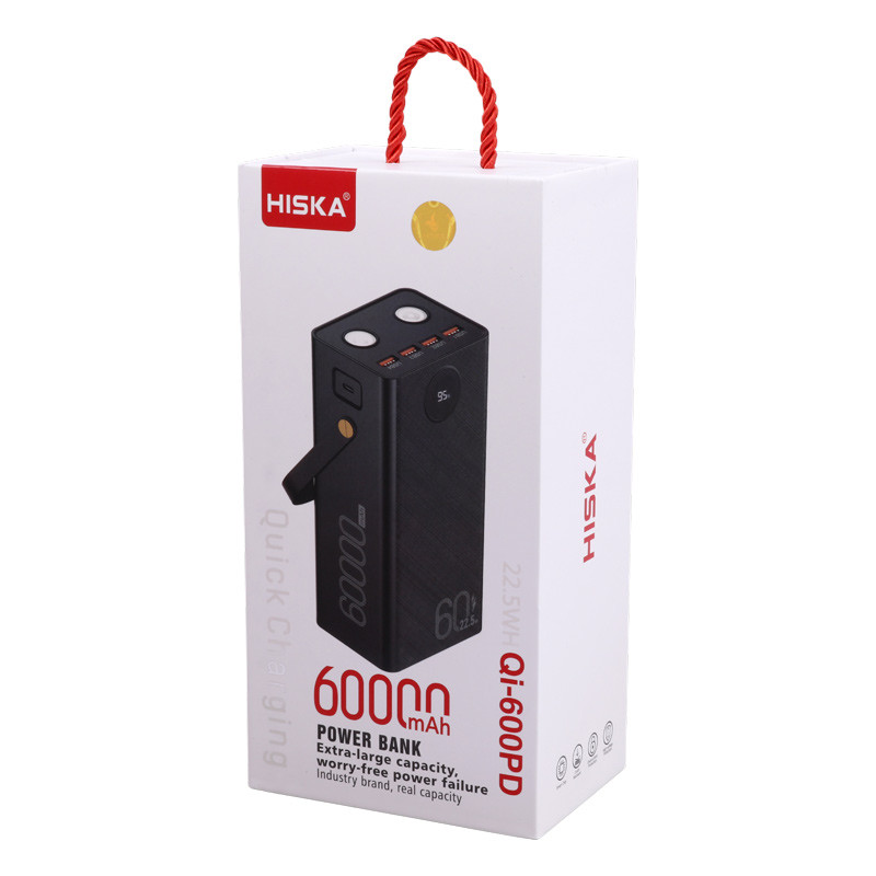 پاور بانک فست شارژ ۶۰۰۰۰ هیسکا Hiska QI-600PD QC PD 22.5W