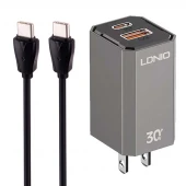 شارژر دیواری 30 وات الدینیو A2527C QC3.0 PD 3A + کابل تبدیل تایپ سی