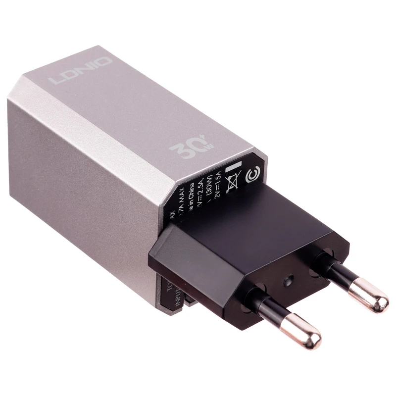 شارژر دیواری 30 وات الدینیو A2527C QC3.0 PD 3A + کابل تبدیل تایپ سی