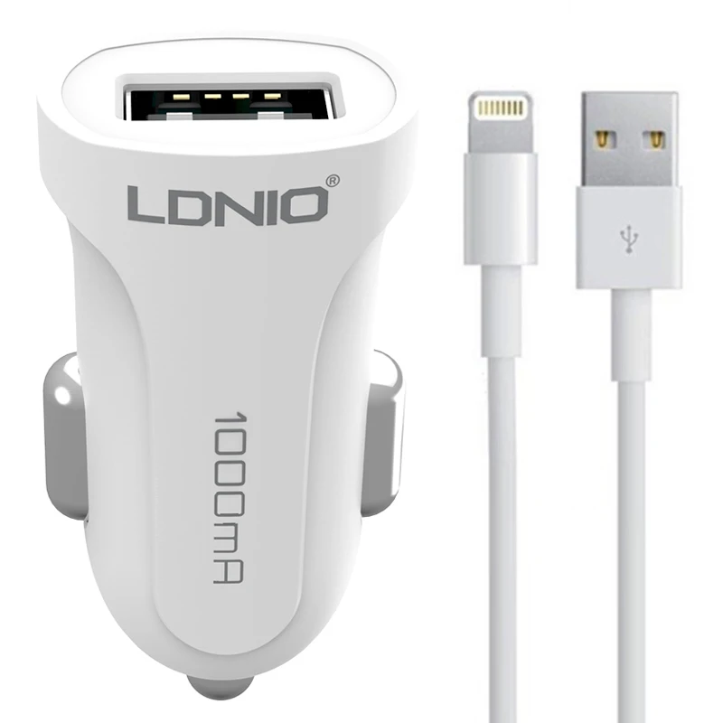 شارژر فندکی Ldnio DL-C17 1A 5W + کابل آیفونی