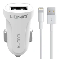 شارژر فندکی Ldnio DL-C17 1A 5W + کابل آیفونی