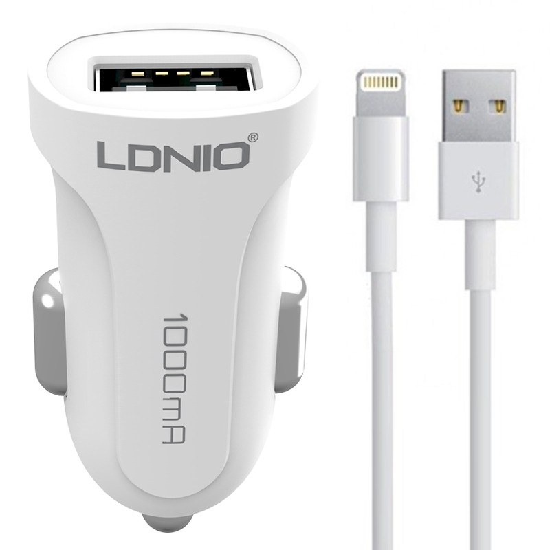 شارژر فندکی Ldnio DL-C17 1A 5W + کابل آیفونی