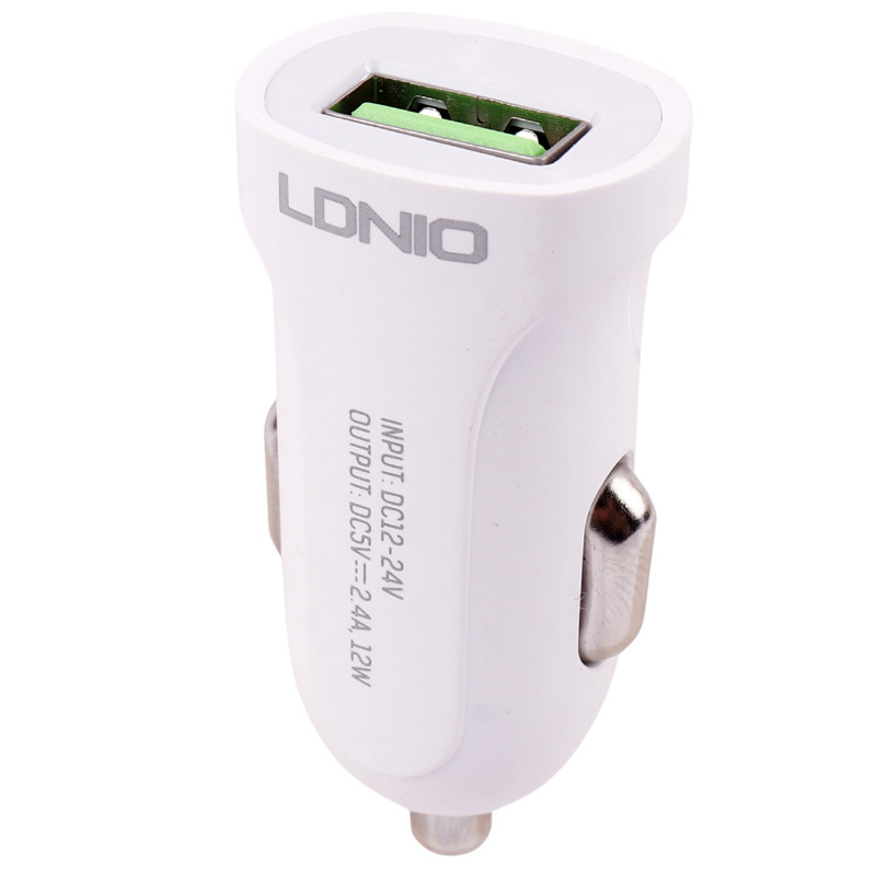 شارژر فندکی فست شارژ Ldnio DL-C17 2.4A 12W + کابل تایپ سی
