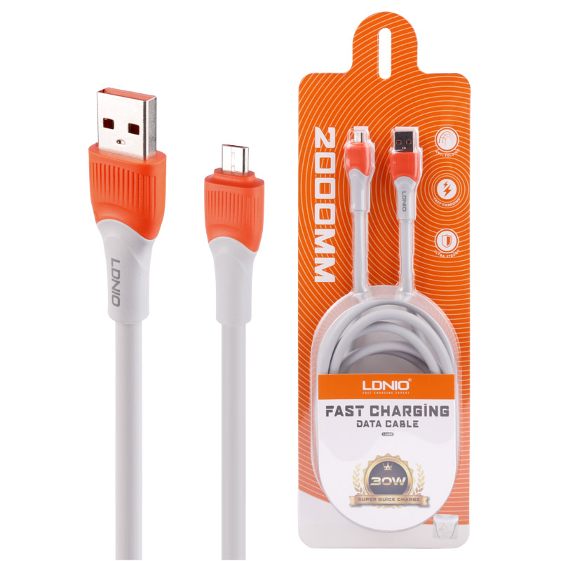 کابل میکرو یو اس بی فست شارژ Ldnio LS602 30W 2m